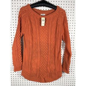 L.L Bean Signature fisherman cable tunic knit side zipper sweater size M